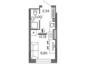 Студия квартира, вторичка, 14м2, 16/25 этаж