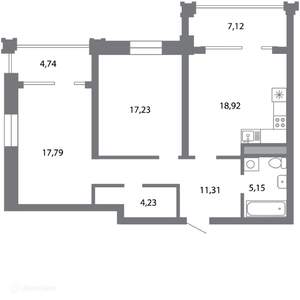 2-к квартира, вторичка, 81м2, 3/6 этаж