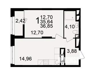 1-к квартира, вторичка, 36м2, 18/25 этаж