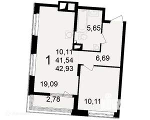 1-к квартира, вторичка, 43м2, 2/24 этаж