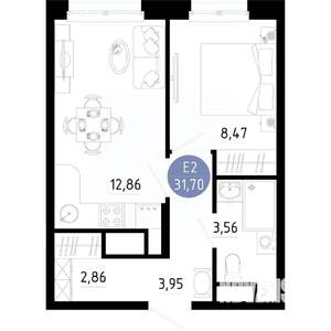 1-к квартира, вторичка, 32м2, 12/14 этаж