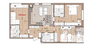 2-к квартира, вторичка, 95м2, 1/17 этаж