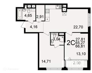 2-к квартира, вторичка, 67м2, 8/26 этаж