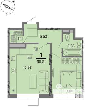 1-к квартира, вторичка, 36м2, 5/22 этаж