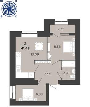 2-к квартира, вторичка, 41м2, 15/16 этаж