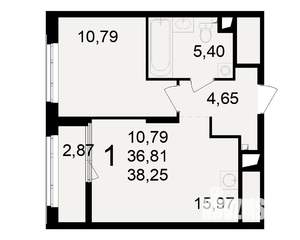 1-к квартира, вторичка, 37м2, 10/23 этаж