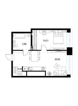 1-к квартира, вторичка, 47м2, 2/17 этаж