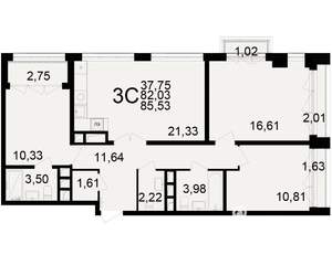 3-к квартира, вторичка, 82м2, 18/25 этаж