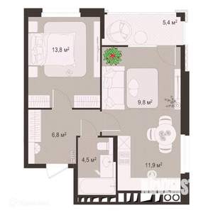 2-к квартира, вторичка, 52м2, 7/9 этаж