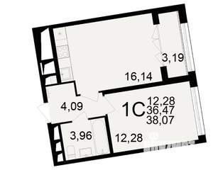1-к квартира, вторичка, 36м2, 2/25 этаж
