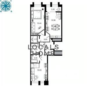 2-к квартира, вторичка, 81м2, 11/19 этаж