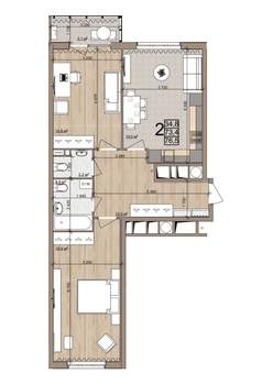 2-к квартира, вторичка, 77м2, 21/25 этаж