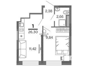 1-к квартира, вторичка, 26м2, 25/25 этаж