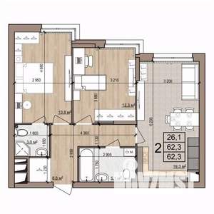 2-к квартира, вторичка, 62м2, 2/25 этаж