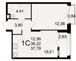 1-к квартира, вторичка, 38м2, 5/26 этаж