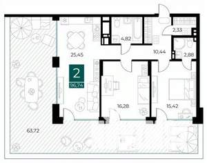 2-к квартира, вторичка, 97м2, 3/9 этаж