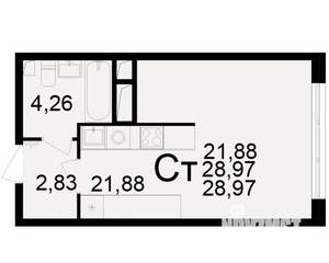 1-к квартира, вторичка, 29м2, 14/25 этаж