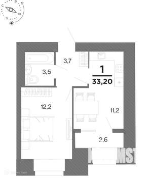 1-к квартира, вторичка, 33м2, 15/17 этаж