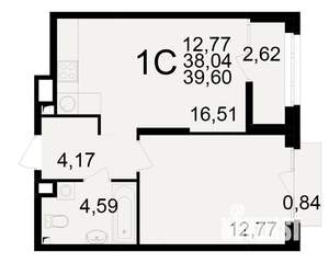 1-к квартира, вторичка, 38м2, 8/25 этаж