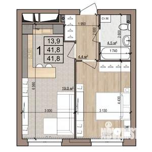 1-к квартира, строящийся дом, 42м2, 2/25 этаж