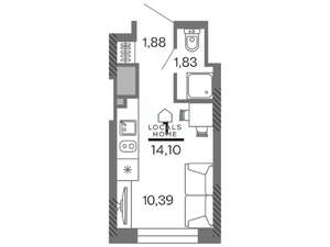Студия квартира, вторичка, 14м2, 19/25 этаж