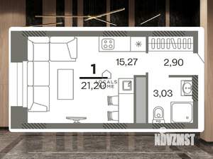 Студия квартира, вторичка, 21м2, 24/26 этаж