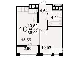 1-к квартира, вторичка, 35м2, 16/25 этаж