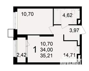 1-к квартира, вторичка, 34м2, 10/23 этаж