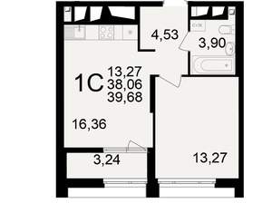 1-к квартира, вторичка, 40м2, 23/25 этаж