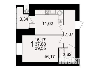 1-к квартира, вторичка, 38м2, 1/15 этаж