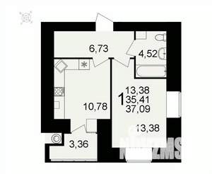 1-к квартира, вторичка, 37м2, 3/16 этаж