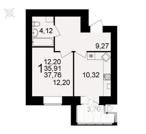 1-к квартира, вторичка, 38м2, 10/16 этаж