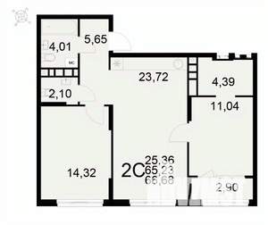 2-к квартира, вторичка, 67м2, 17/22 этаж