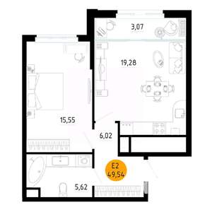 1-к квартира, вторичка, 50м2, 20/25 этаж