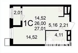 1-к квартира, вторичка, 28м2, 8/24 этаж