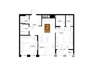 2-к квартира, вторичка, 87м2, 2/9 этаж