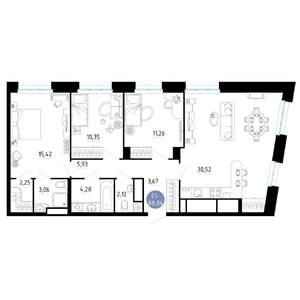 3-к квартира, вторичка, 89м2, 25/25 этаж
