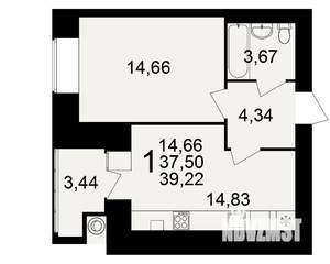 1-к квартира, вторичка, 38м2, 1/15 этаж