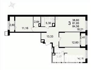 3-к квартира, вторичка, 85м2, 4/24 этаж
