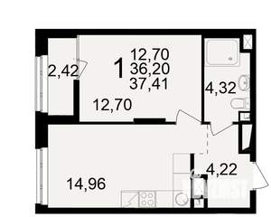 1-к квартира, вторичка, 36м2, 2/25 этаж