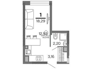 Студия квартира, вторичка, 18м2, 8/25 этаж