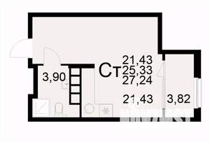 1-к квартира, вторичка, 27м2, 11/22 этаж