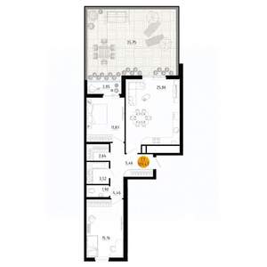 2-к квартира, вторичка, 110м2, 1/18 этаж