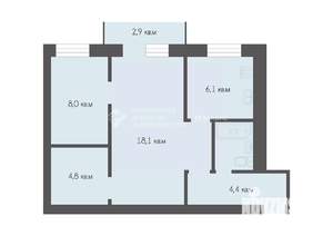 3-к квартира, вторичка, 44м2, 5/5 этаж