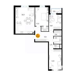 3-к квартира, вторичка, 99м2, 5/25 этаж