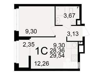 1-к квартира, вторичка, 28м2, 3/25 этаж