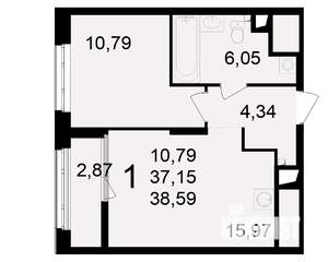 1-к квартира, вторичка, 37м2, 5/23 этаж