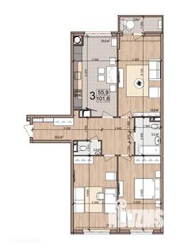 3-к квартира, вторичка, 102м2, 21/25 этаж