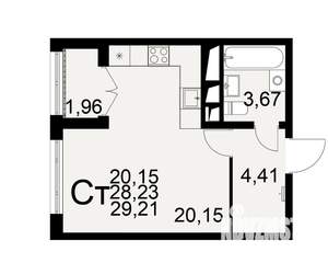 1-к квартира, вторичка, 28м2, 14/25 этаж