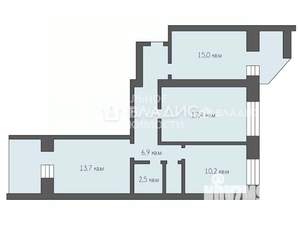 3-к квартира, вторичка, 66м2, 9/10 этаж